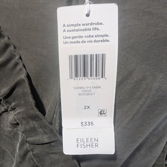 Eileen Fisher | Sandwashed Twill Wide Trouser Pant In Grove Green - Picture 10 of 12